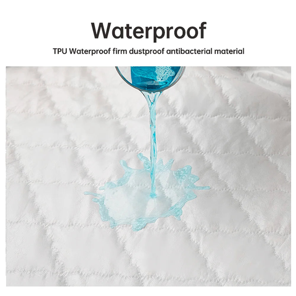 Waterproof Throw Mattress Cover, Bed Fitted Sheet, Mattress Protector in Single/Double/140/160 Multiple Sizes, Available in Gray/White - 02ALABA