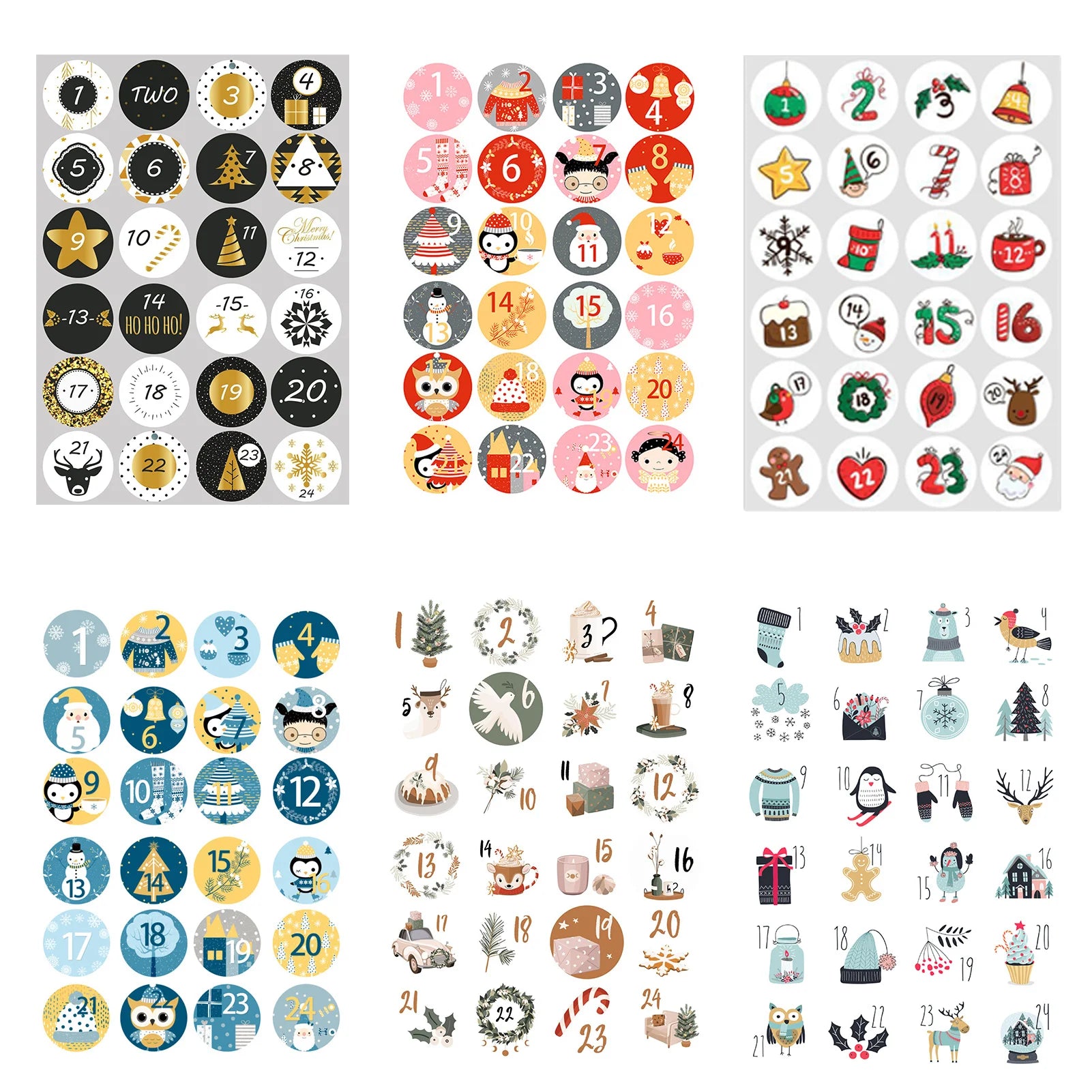 1 Piece 24-Day Christmas Advent Calendar Number Stickers, Multi-Function Gift Packaging Adhesive Labels, Sealing Sticker Decorations. - 02ALABA