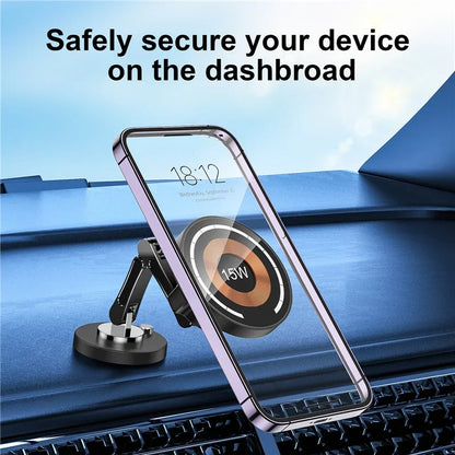 Magnetic Car Wireless Charger Stand, Magnet Car Mount, Fast Charging Station, Phone Holder Bracket for iPhone 15, 14, 13, 12 Pro Max - 02ALABA