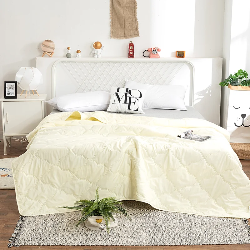 Factory price Silk Blanket Silky Cooling Thin Quilt Summer Blanket Can  machine-wash Single/Queen/King Size