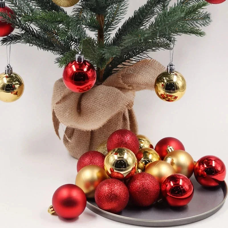 24 Pcs Christmas Ball Ornaments for Xmas Tree - Shatterproof Hanging Decorations for Holiday Wedding - 02ALABA