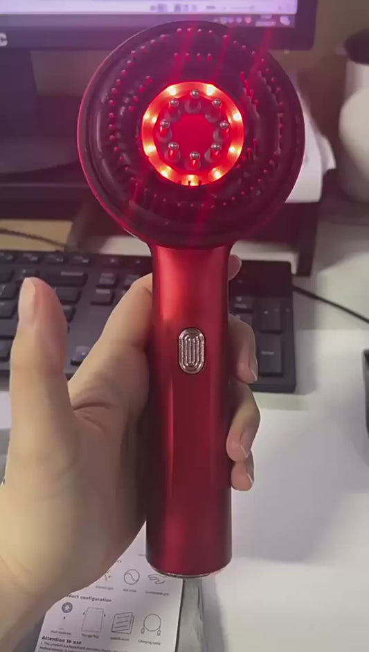 Electric Vibration Massage Comb with Hair Growth Oil - Red Light Laser Therapy Scalp Applicator Brush for Hair Follicles